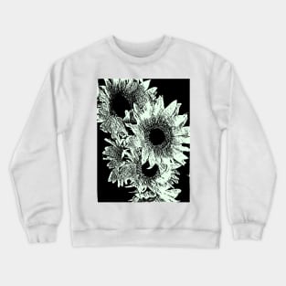 Sunflowers in Black and White Crewneck Sweatshirt